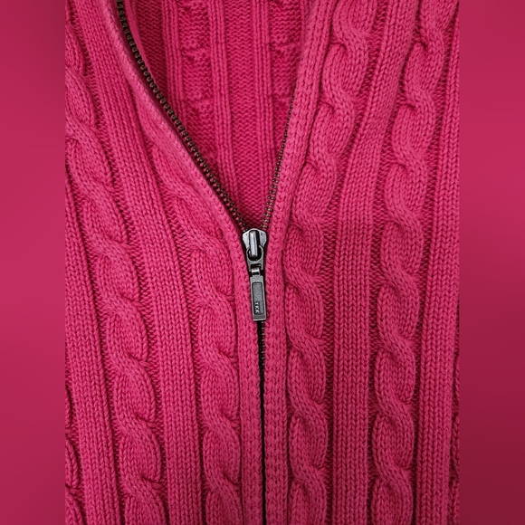 L.L. Bean Pink Zip-Up Vintage Sweater, Size M - Picture 5 of 6